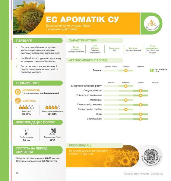 Насіння соняшника ЕС АРОМАТІК СУ (під Гранстар) фото