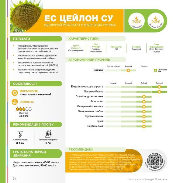 ЕС ЦЕЙЛОН насіння соняшника під гранстар фото
